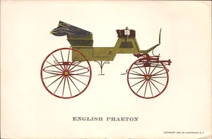 Impresión de arte de transporte vintage FAETÓN INGLÉS 1800 CARRO ABIERTO (1952) - Imagen 1 de 1