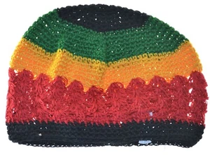 Sombrero Kufi Crochet Gorra Gorro Rasta Negro Rojo Amarillo Verde (Talla Infantil) - Imagen 1 de 1