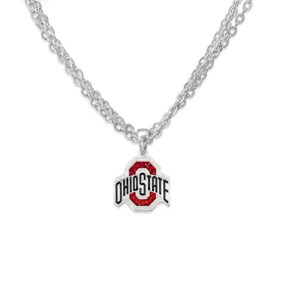 Ohio State Buckeyes Game Day Glitter Necklace Jewelry Gift Licensed OSU - Image 1 of 1