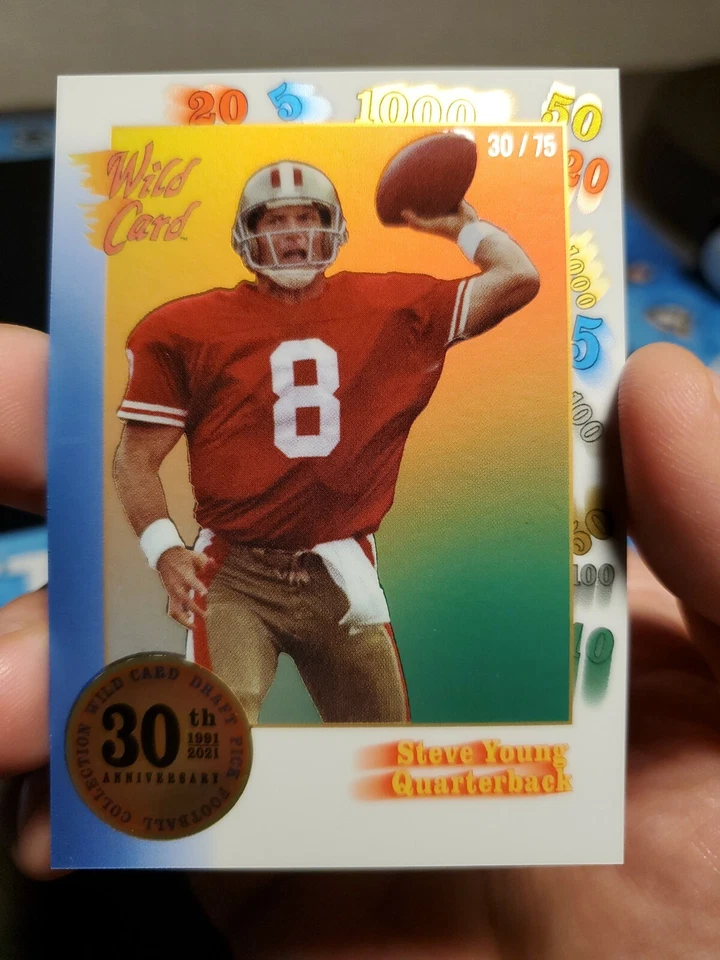 2021 Wild Card Steve Young VIP 30th-30 METALIZED EMBOSSED NSCC EXCLUSIVE 30/75 - Image 1 of 4