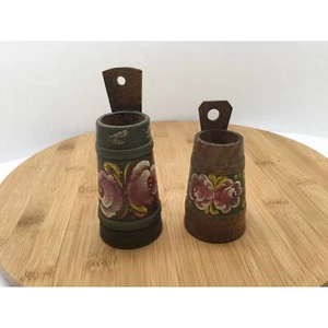 Vintage German Hand Painted Wooden Flower Vases 3 - Picture 1 of 11