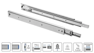 Ball Bearing Drawer Runners Under Stairs Storage Heavy Duty Drawer Slides 100 kg - Image 1 of 3