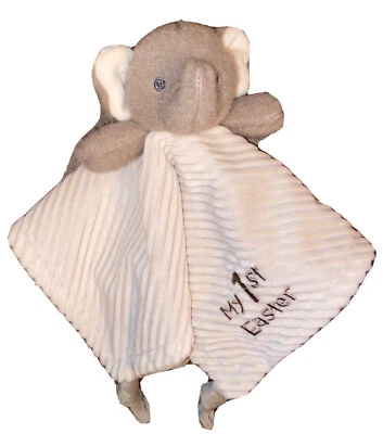 Manta de Seguridad Mi 1ª Pascua Lovey Sonajero Elefante Peluche Gris Anudado Foto 1 de 4