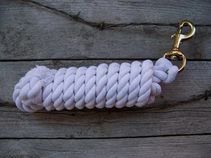 Lead Rope - 10 Foot Cotton with Brass Plated Bolt Snap (White) - Picture 1 of 1