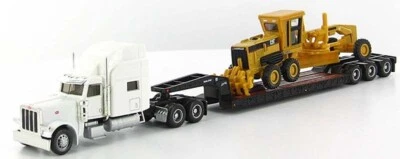 Norscot - HO Peterbilt 389 White w Trail King Trl with CAT 163H Motor Grader New - Image 1 of 2
