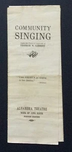 Vintage 1918 COMUNITÀ CANTA PROGRAMMA Teatro Alhambra Milwaukee Wisconsin - Foto 1 di 4