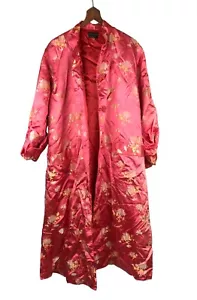 Vintage House of Ming Red Silk Satin Japanese Kimono Duster Robe Medium - Picture 1 of 9