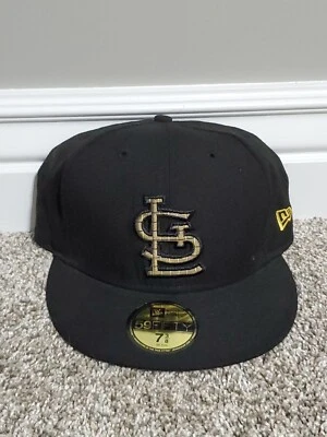 New Era Black St Louis Cardinals 59FIFTY Hat 7 3/4 Genuine Merchandise Cap Black - Image 1 of 4