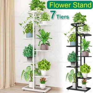 7 Tier 8 Pot Metal Flower Plant Pot Display Stand Rack Shelf Indoor Outdoor AU - Picture 1 of 14