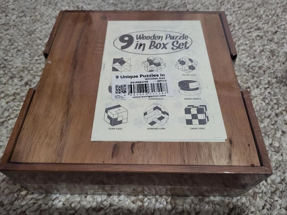 BSIRI 9 个盒装拼图 - 木制脑筐拼图,成人 3D 拼图... — 第 1/1 张图片