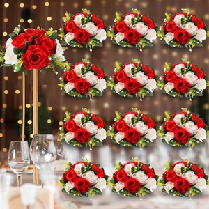 12 Pcs Flower Balls Wedding Rose Centerpieces Silk Flower Kissing Balls Arrangem - Picture 1 of 6