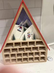 Target Wood Christmas SKI SCENE 18” ADVENT CALENDAR: Pockets • Timed Lights - Picture 1 of 2