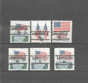 GEORGIA Precancels: Set of U.S. Flag Definitives - Lawrenceville 734 + 843 - Picture 1 of 1