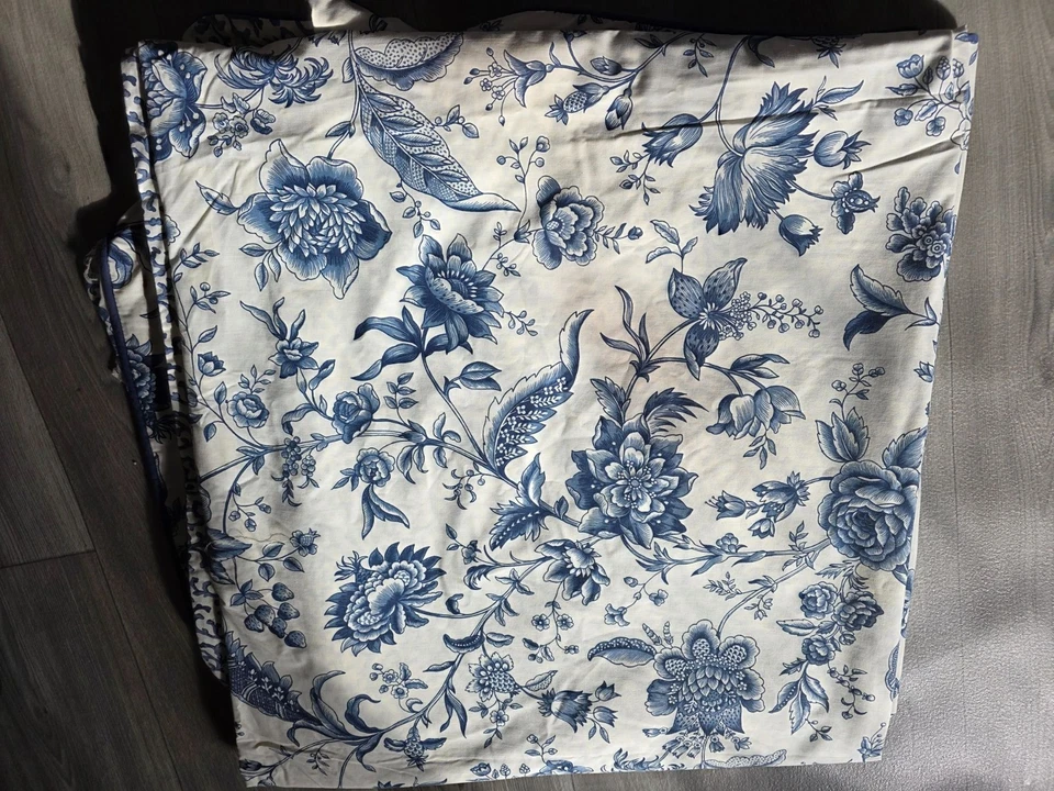 Funda nórdica reversible de algodón azul y blanco floral Waverly Fieldcrest King Foto 1 de 4