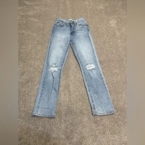 Rodeo Western Cowgirl Levis Wedgie Straight W25 L28 Ripped Denim Jeans Buttonfly - Bild 1 von 14