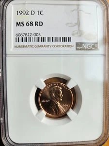 1992 D LINCOLN CENT PENNY NGC MS68 RD - Picture 1 of 4