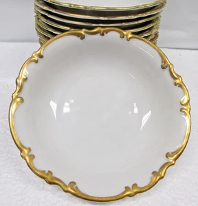12 Lot Hutschenreuther Gelb Bavaria 7763 Brighton 5.25" Berry Bowls Gold trim - Picture 1 of 12