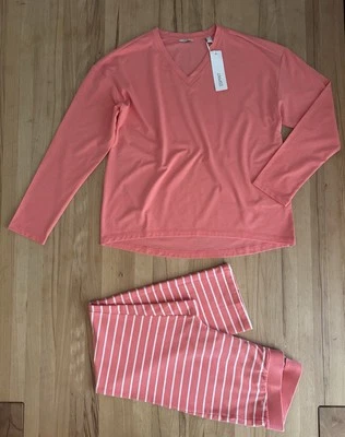 Neu Esprit Baumwolle Mix Stretch Zwei Teiler Pyjama Mit Ringel Hose Gr. 36 - Bild 1 von 2