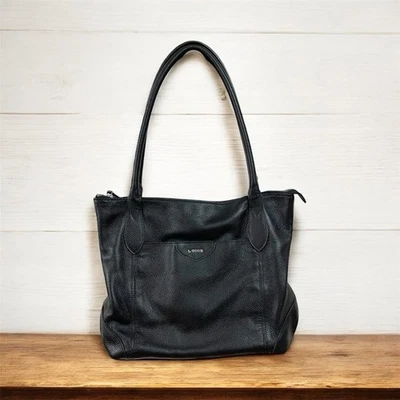 Bolso de Mano Lodis Negro Cuero Genuino Foto 1 de 4