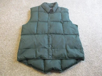 Lands End Puffer Vest Mens Medium Green Goose Down Nylon Quilted Unisex Outdoor - Image 1 of 4