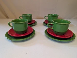 Homer Laughlin Trébol y Escarlata Juego de 4 Platillos Taza - Colores Navidad - Imagen 1 de 5