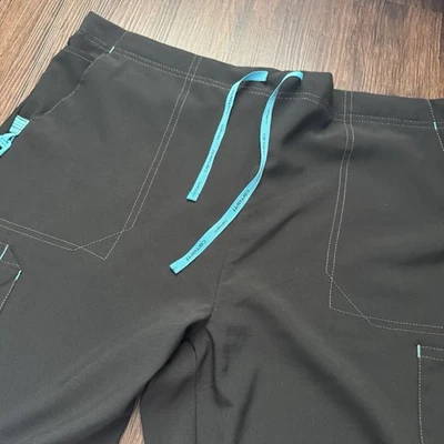 Pantalones Médicos Carhartt Mujer Carga Gris Con Acentos Verde Azulado Talla XL Alto Pierna Ancha Foto 1 de 4