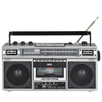 QFX J-230BT(220BT) Retro AM/FM Radio+Rechargeable+Cassette MP3 Converter - Image 1 of 4