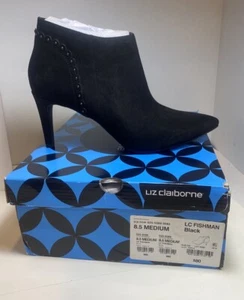 Liz Claiborne 8.5 Women Fishman Black Booties Heeled Shooties Low Ankle Boots - Picture 1 of 7