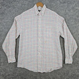 Brooks Brothers 346 Herren Hemd weiß Windowpane Größe M 100% Leinen Frühling Punkte - Bild 1 von 12