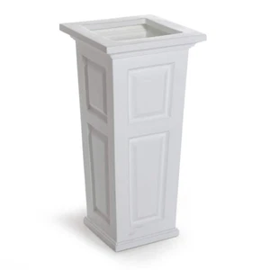 Mayne Column Planter Nantucket Tall Plant Pot Square White Plastic Self Watering - Picture 1 of 12