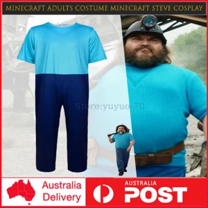 Minecraft Movie Adult Costume Minecraft Steve Cosplay Halloween Costume Jumpsuit - Picture 1 of 18