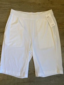 EILEEN FISHER PULL ON WALKING SHORTS ORGANIC COTTON WHITE Sz XXS NWT - Picture 1 of 7