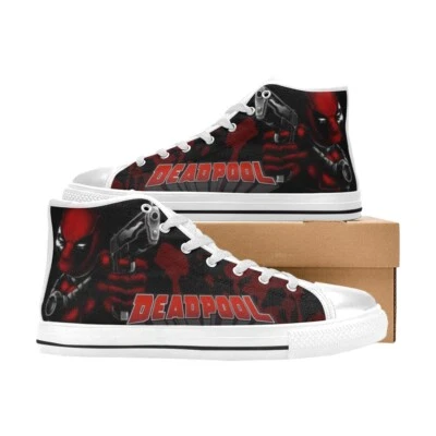 Zapatillas deportivas Deadpool personalizadas de lona de caña alta para niños Foto 1 de 4