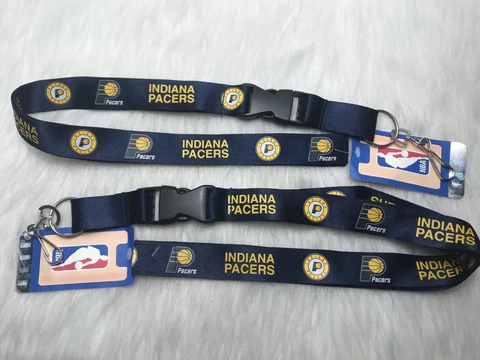 2 Indiana Pacers Blue Strap Release Lanyard Keychain ID Holder NBA New NWT Cover