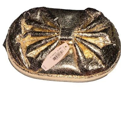 Victoria's Secret $70 Estuche con lazo de lámina dorada Maquillaje Bolsa de cosméticos Estuche VS Foto 1 de 4