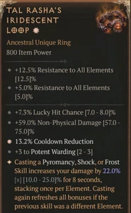 💥DIABLO 4💥SEASON 8💥Sorcerer💥Tal Rasha's Iridescent Loop GA LH 21.3% Aspect - Picture 1 of 1