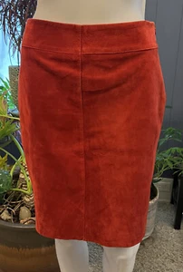 Vintage Express Suede Genuine Leather Skirt New Old Stock Tags Zip Skirt 3/4 - Picture 1 of 19