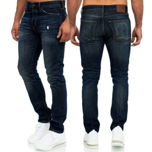 Pantalones vaqueros de hombre pantalones vaqueros regulares pierna recta slim fit básico azul - Imagen 1 de 7