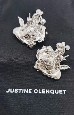 NUEVO Pendientes Justine Clenquet Plata Julieta Rosa Detallados Sin Níquel Foto 1 de 4