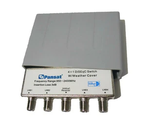 PANSAT 4x1 DiSEqC Switch 2.0 Outdoor Weatherproof Cover Satellite Dish LNB LNBF - Picture 1 of 4