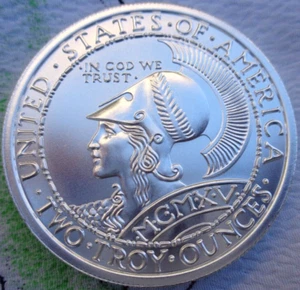 2 oz. 1915 PAN-PAC EXPO coin tribute thick BU round .999 fine silver - Picture 1 of 5
