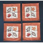 Harvest Embroidered Leaf Placemats With Faux Suede Trim Fall Colors Orange Brown