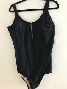 Carol Wior One Piece Black Swimsuit with Zipper Accent Size 22W Originally $130. - Picture 1 of 11