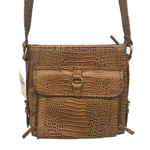 Coldwater Creek Purse Croc Print Faux Leather Sophie Organizer Crossbody Bag - Picture 1 of 11