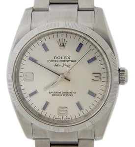 Mens Rolex Air King Mens Stainless Steel Watch Silver Arabic 3/6/9 Dial 114210 - Picture 1 of 8