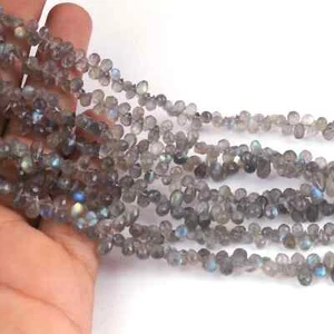 1 St Labradorite Faceted Briolettes -Tear drop Shape -5mmx3mm - Picture 1 of 1
