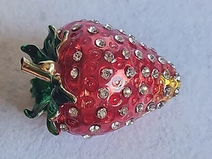Red Strawberry Rhinestones & Gold Trim Jewelry Trinket Box # 2281350 NWT - - Picture 1 of 6