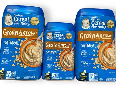 Lot of Gerber Single-Grain Oatmeal Baby Cereal 40oz Total (2x 16oz 1x 8oz) New - Image 1 of 4