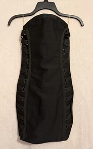 IRIS - schwarzes Bodycon Bondage Mini SEXY Kleid zum Schnüren Damen Gr. S - Bild 1 von 4