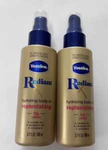 Vaseline Radiant X Hydrating Body Oil Replenishing 1% Lipids 3.7oz 2 Bottles - Picture 1 of 4